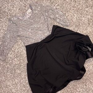 Poppies and Roses Sequin Party Dress Black & Silver Size 16